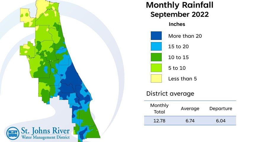 Map and table showing rainfall in April 2022