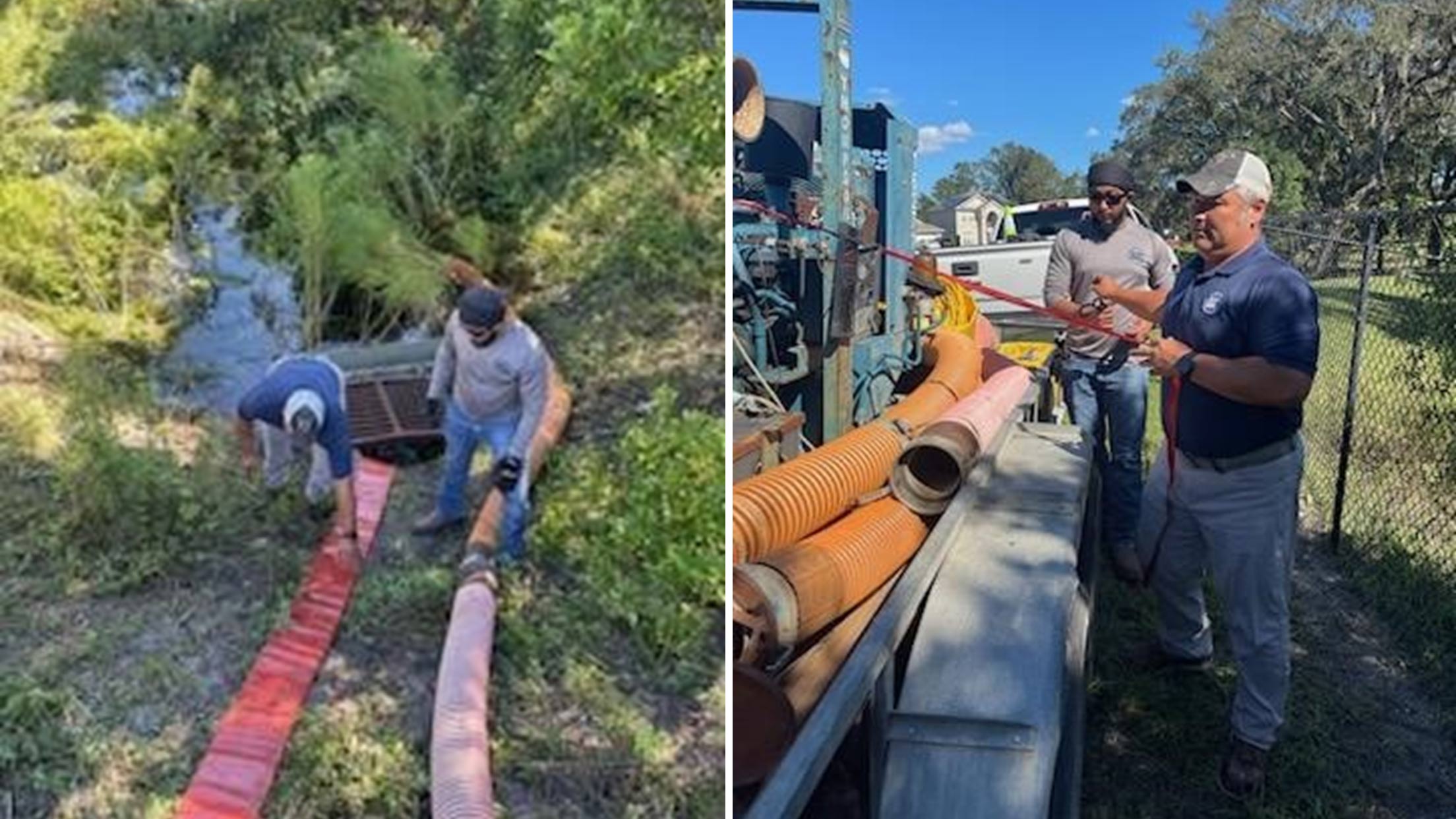 wn-f District staff members set up pumping equipment