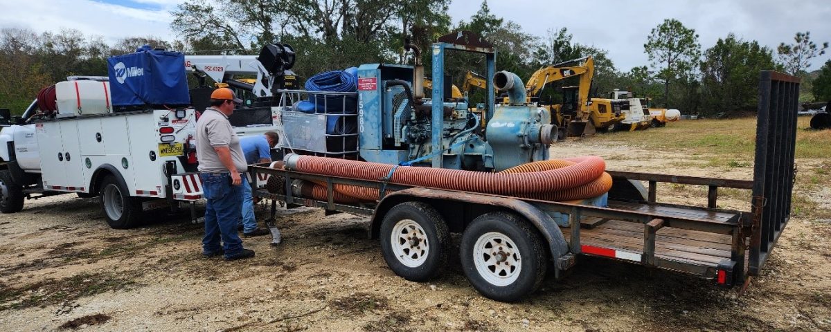 Members of the District’s Pump Strike Team staged three six-inch pumps in Flagler County to help alleviate flooding in the area.