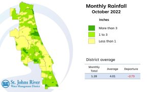 Map and table showing rainfall in April 2022