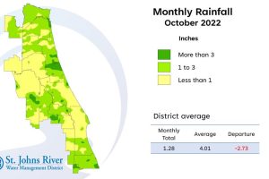 Map and table showing rainfall in April 2022