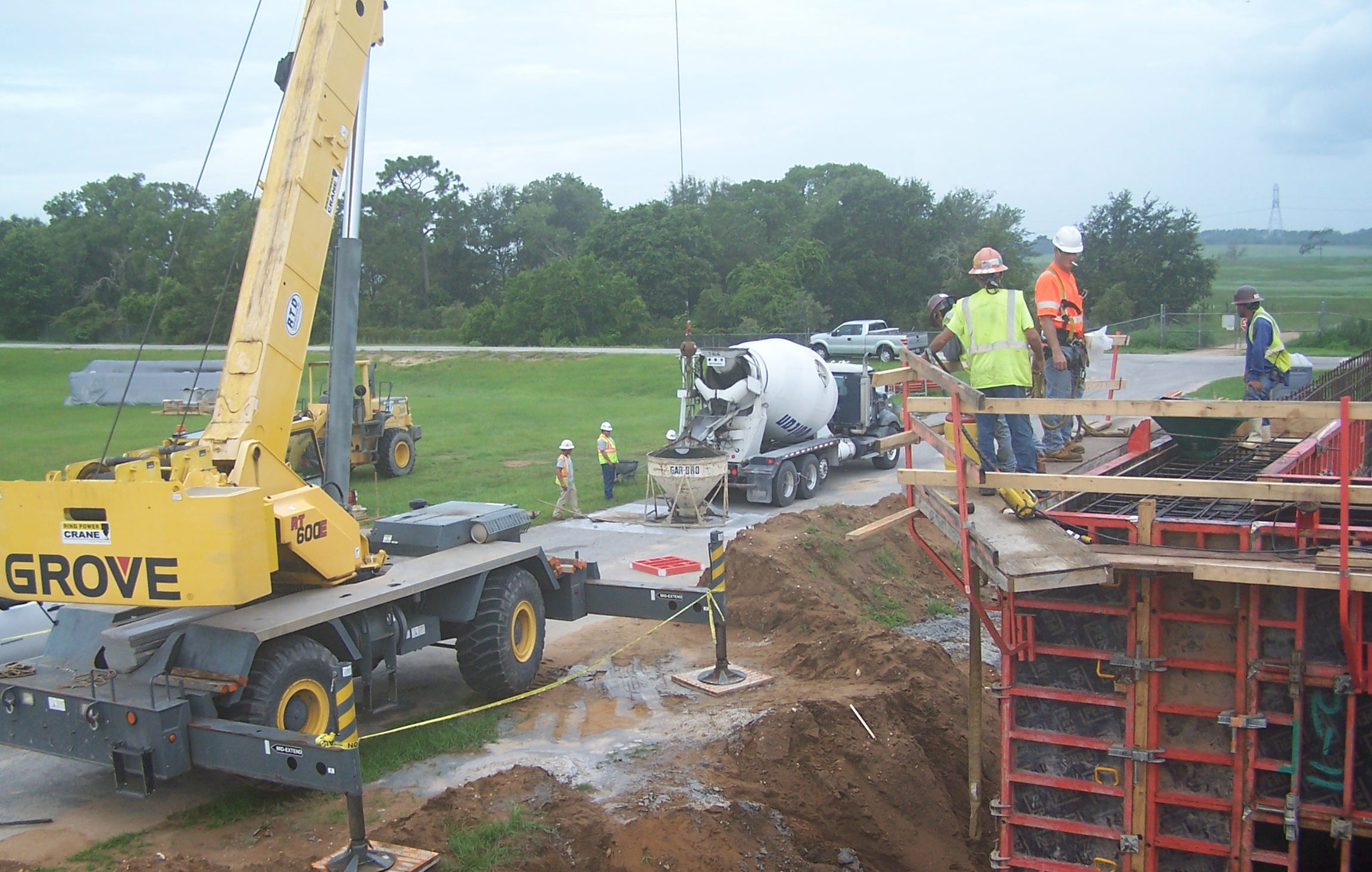 Construction crews work on a water reclamation facility