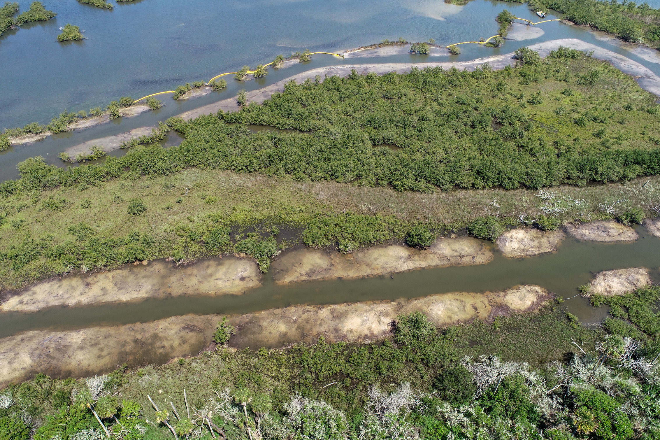 An aerial image of a project to restore dragline ditches