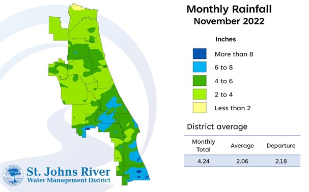 Map and table showing rainfall in April 2022