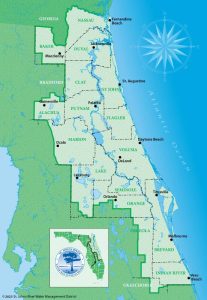 Map of the St. Johns River Water Management District