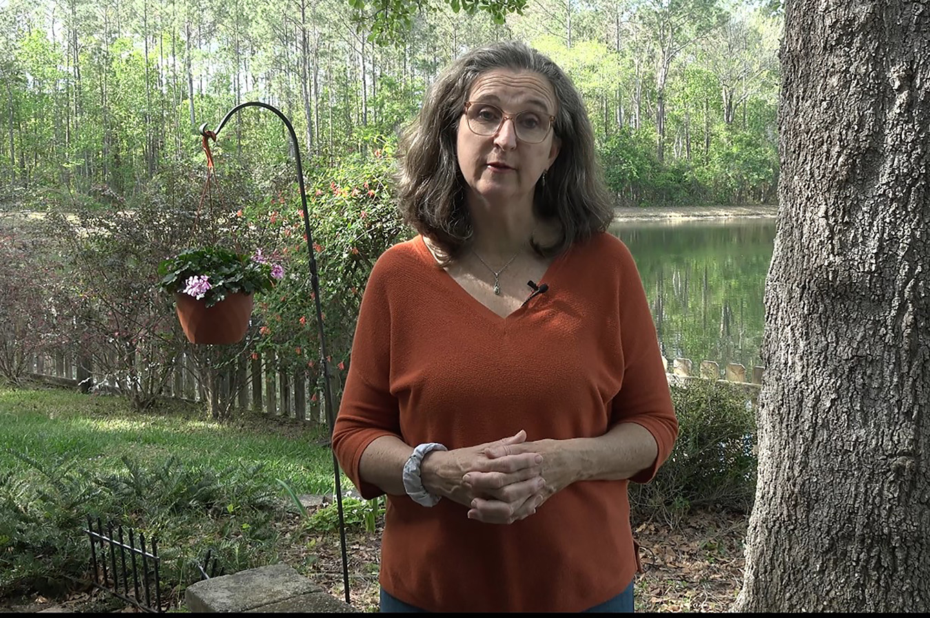 Deirdre Irwin speaking to the camera