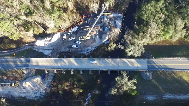 Aerial view of a construction site