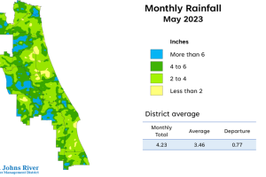 Map and table showing rainfall in April 2023