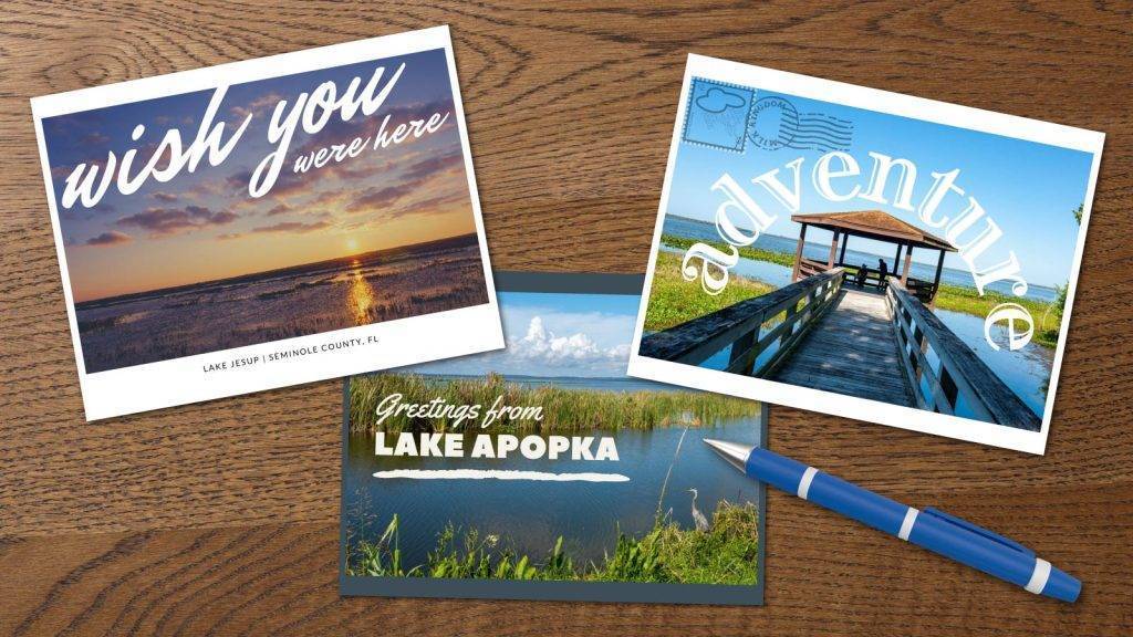 Images n lakes on postcards