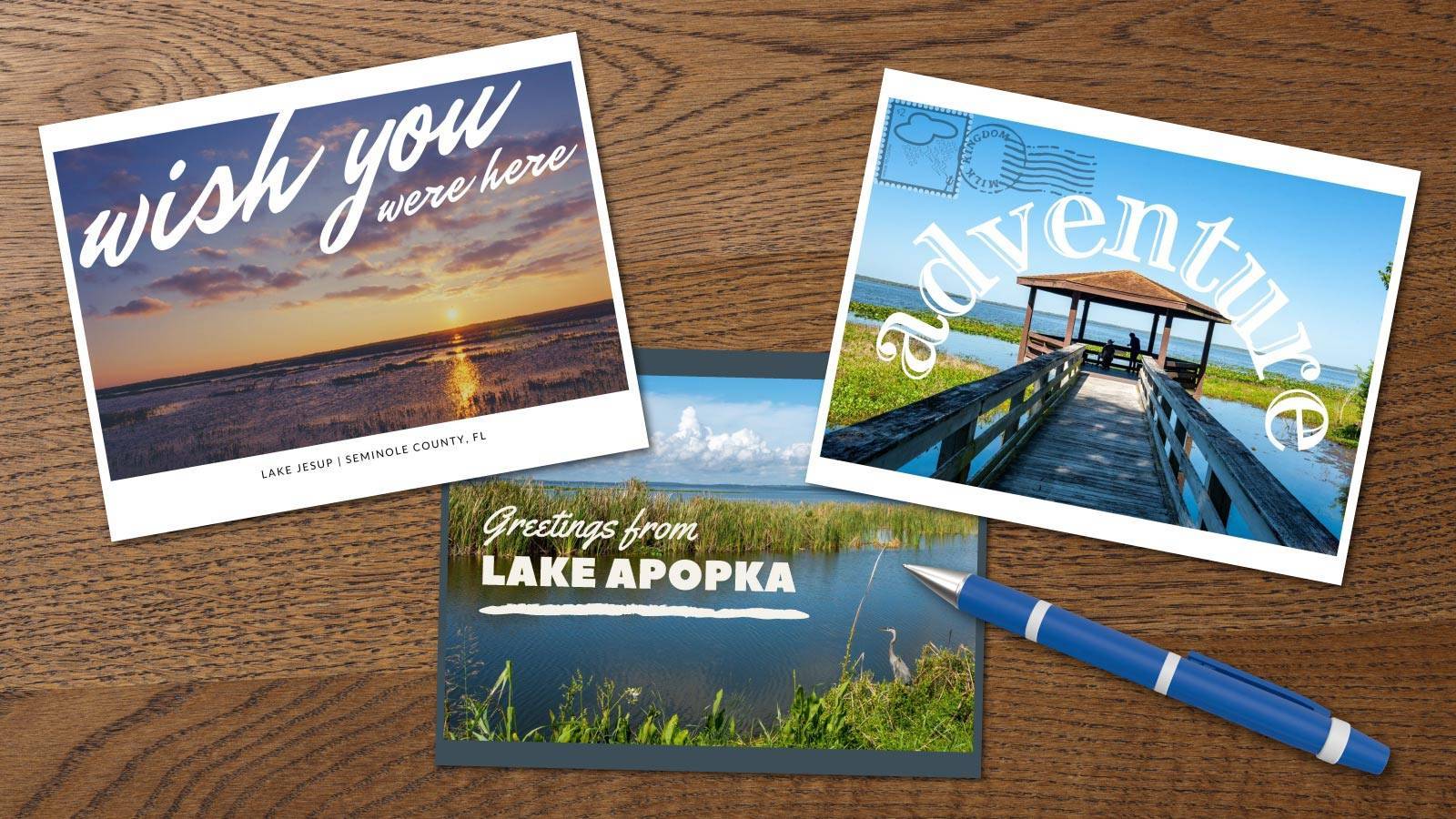 Images n lakes on postcards