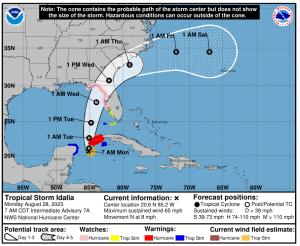 Tracked hurricane map