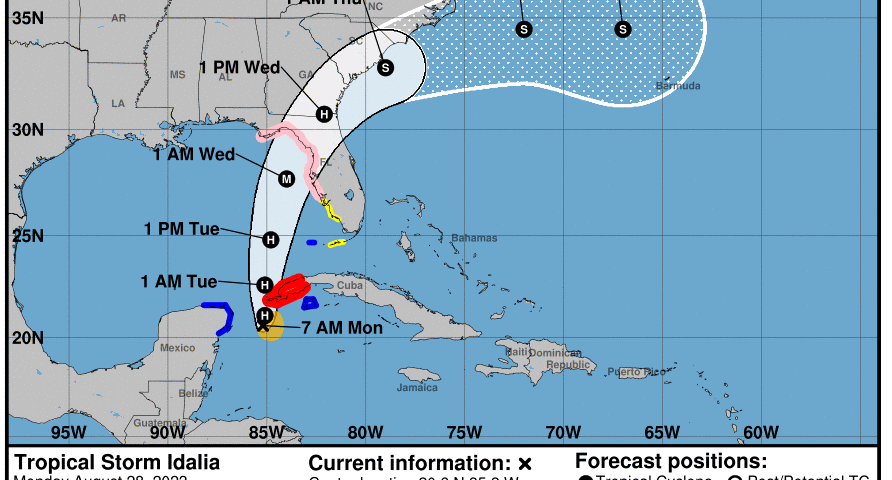 Tracked hurricane map