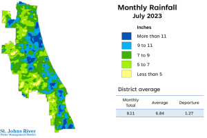 Map and table showing rainfall in April 2023