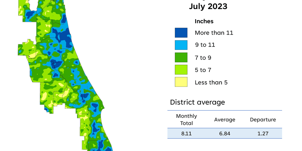 Map and table showing rainfall in April 2023