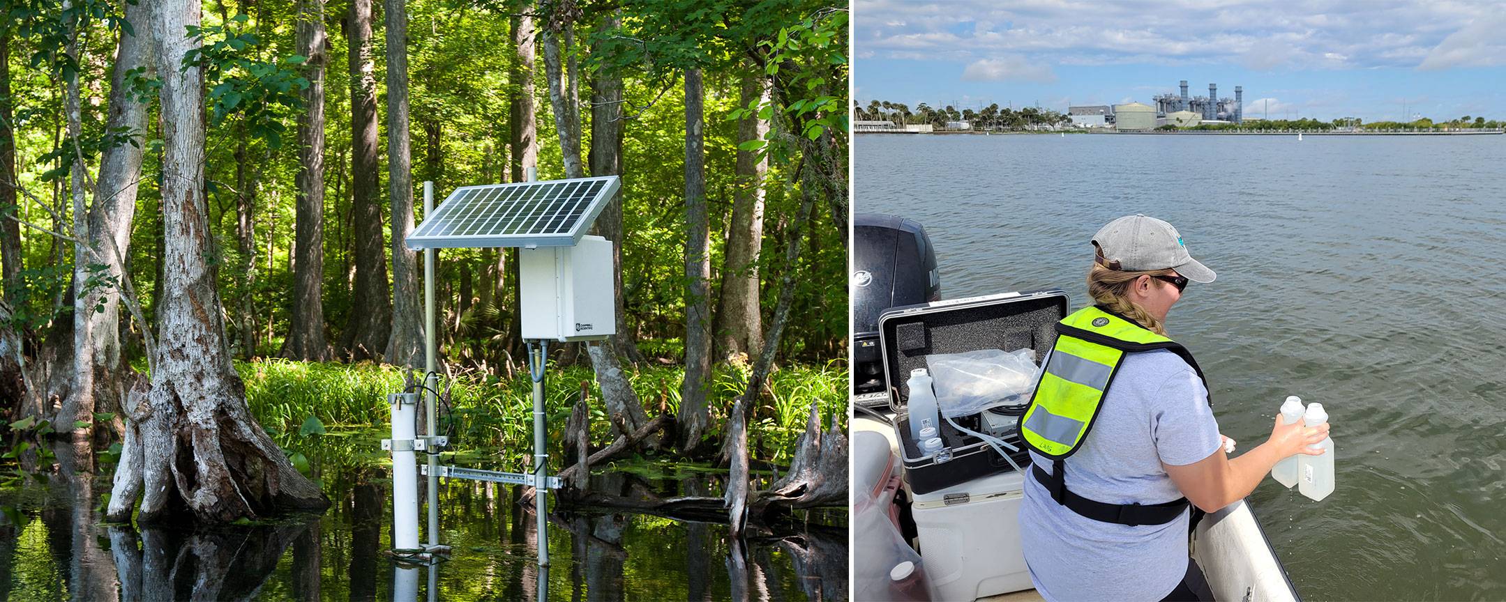 Solar panel powering a monitoring station