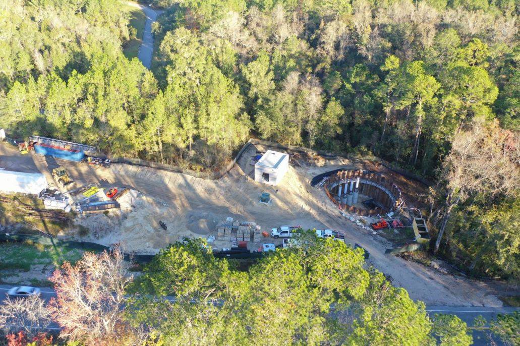 Aerial view of Pump Station construction