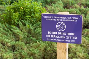 Do not drink reclaimed water sign