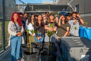 Students gathering for a group photo