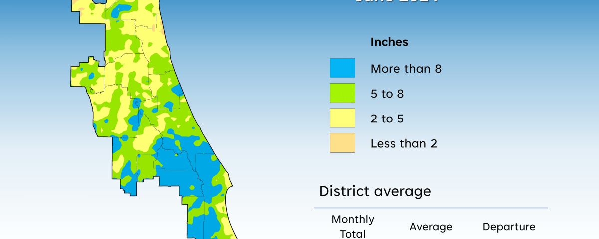 Map with monthly rainfall for June 2024