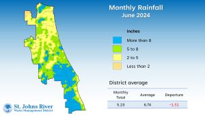 Map with monthly rainfall for June 2024