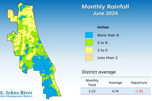 Map with monthly rainfall for June 2024