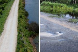 Water flooding over a road