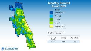 Map of Florida rainfall summary data