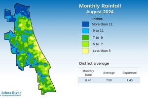 Map of Florida rainfall summary data