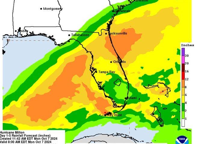 Hurricane Milton Rainfall Forecast Map