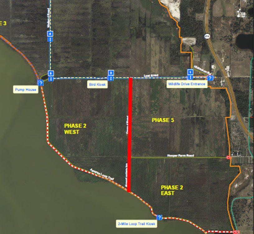 map detailing road closure at Lake Apopka North Shore