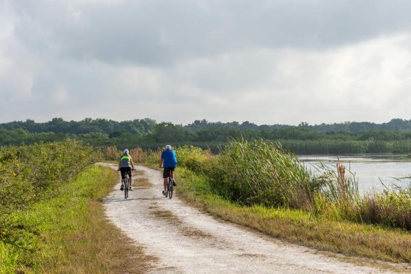 Emeralda Marsh Conservation Area Recreational cyclists riding on a trail