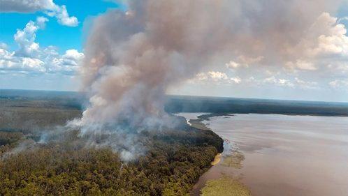 Smoke rising from Lochloosa Wildlife Conservation Area prescribed fire