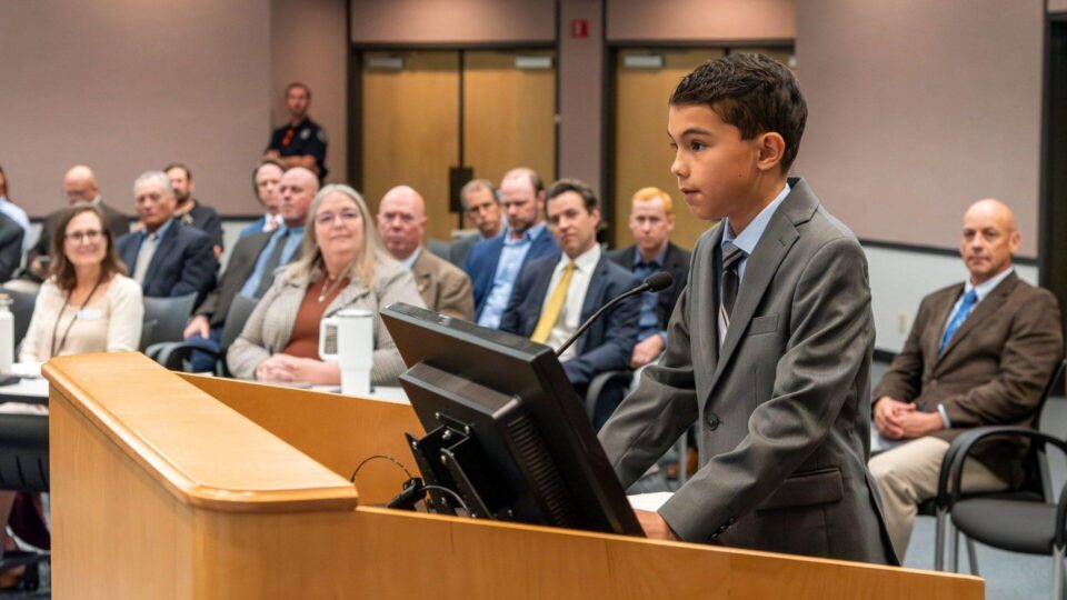 Student presents to the Governing Board