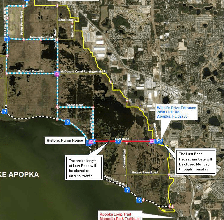 Map showing trail closures