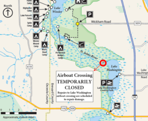Map showing closure notice