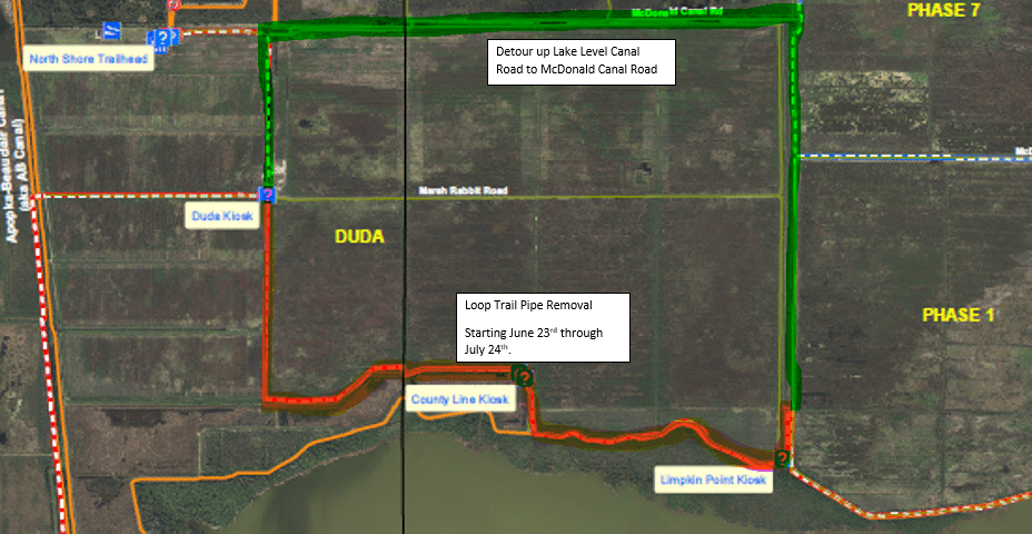 Map showing road closure and detour