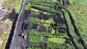 aerial image of Emeralda Marsh Conservation Area 5 peat removal process