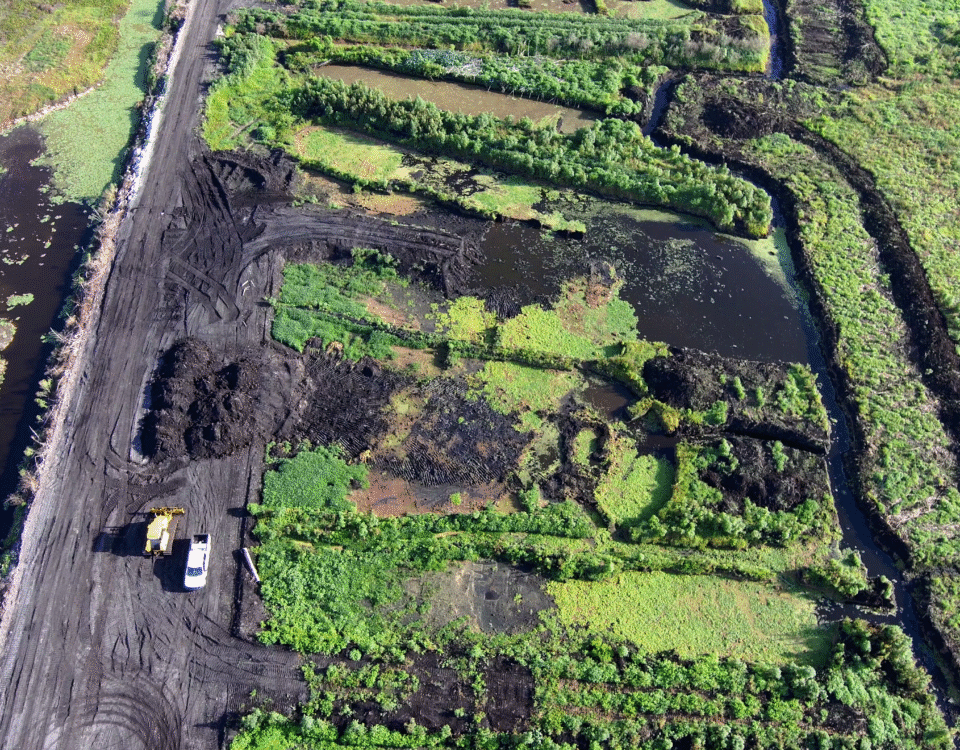 aerial image of Emeralda Marsh Conservation Area 5 peat removal process