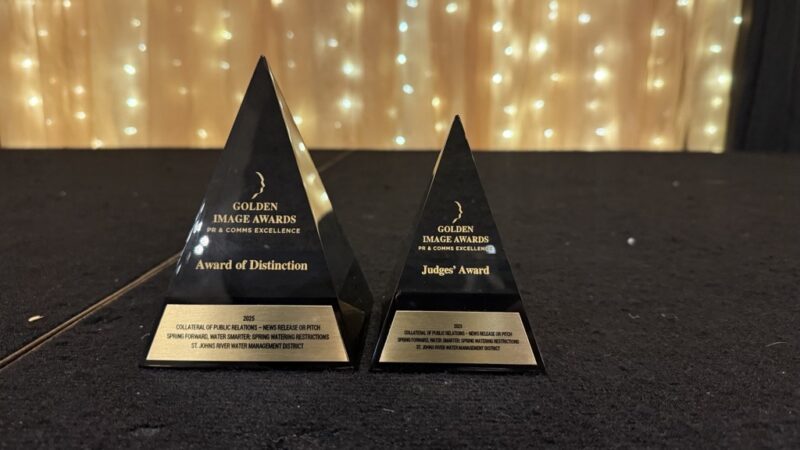 Two pyramid shaped trophies