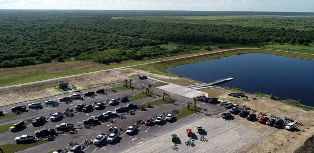 aerial view of the boat ramp area at Fellsmere Water Management Area