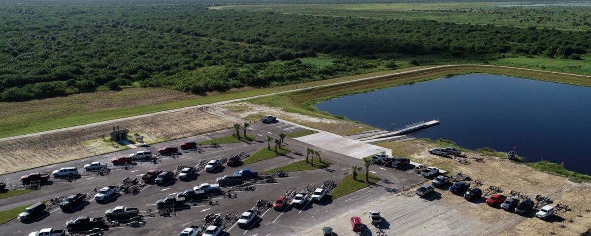 aerial view of the boat ramp area at Fellsmere Water Management Area
