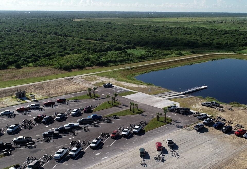 aerial view of the boat ramp area at Fellsmere Water Management Area
