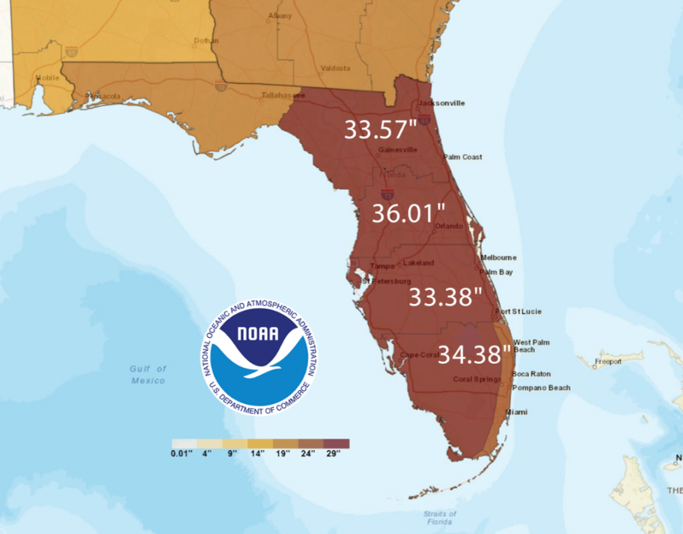 Source: National Centers for Environmental Information, NOAA The amount of rainfall shown above is what would be needed over the next three months to end the extreme drought conditions as of June 8, 2026.