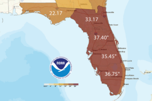 map of florida from NOAA showing rainfall levels needed
