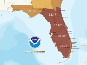 map of florida from NOAA showing rainfall levels needed