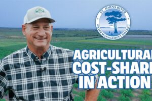 youtube thumbnail featuring a farmer with text that reads agricultural cost-share in action