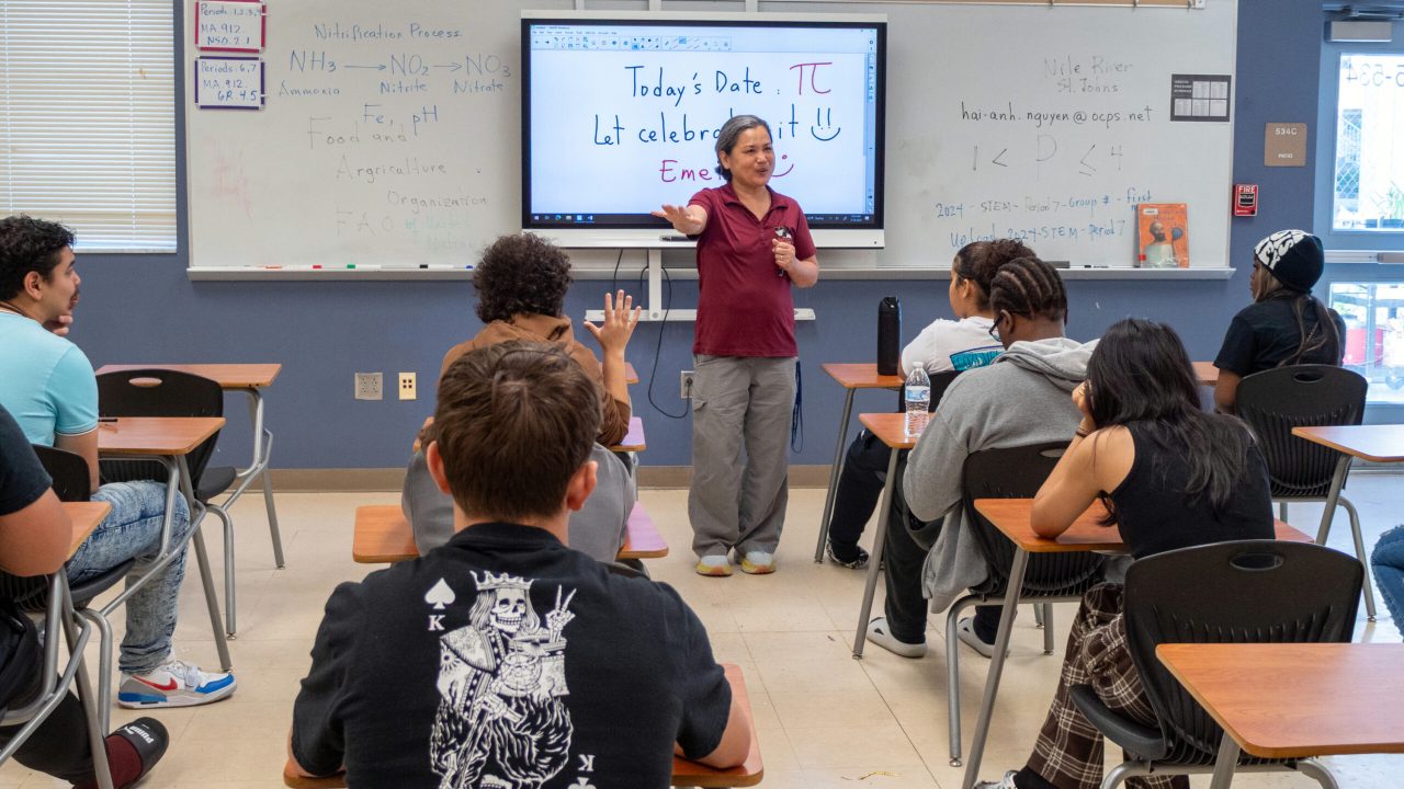 Wekiva High School teacher Hai-Anh Nguyen in the classroom
