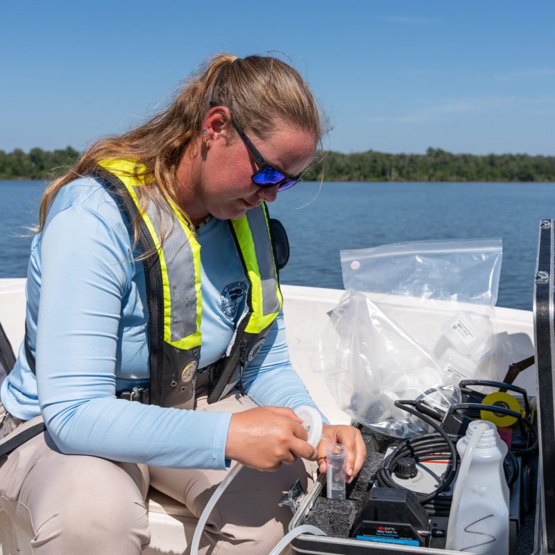Leslie Palmer water quality sampling on the St. Johns River