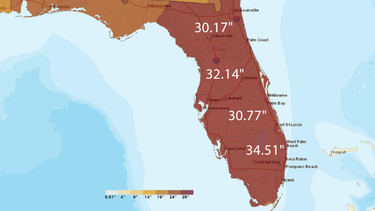 Source: National Centers for Environmental Information, NOAA
The amount of rainfall shown above is what would be needed over the next three months to improve extreme drought conditions.