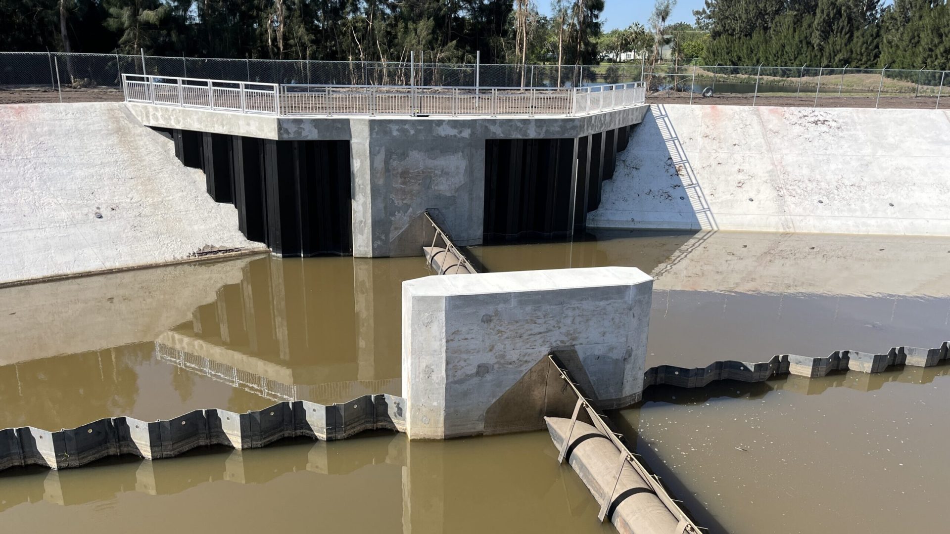 The newly completed weir at the Crane Creek project helps restore natural water flow, improve water quality, and reduce nutrients entering the Indian River Lagoon.